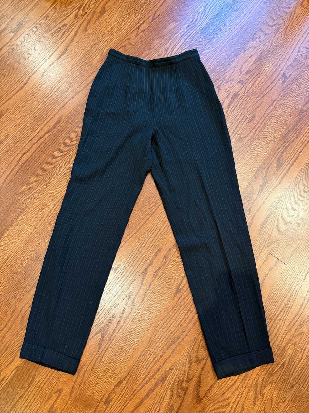 Jean Paul Gaultier Women’s Pinstripe Black Wool Pants Size S